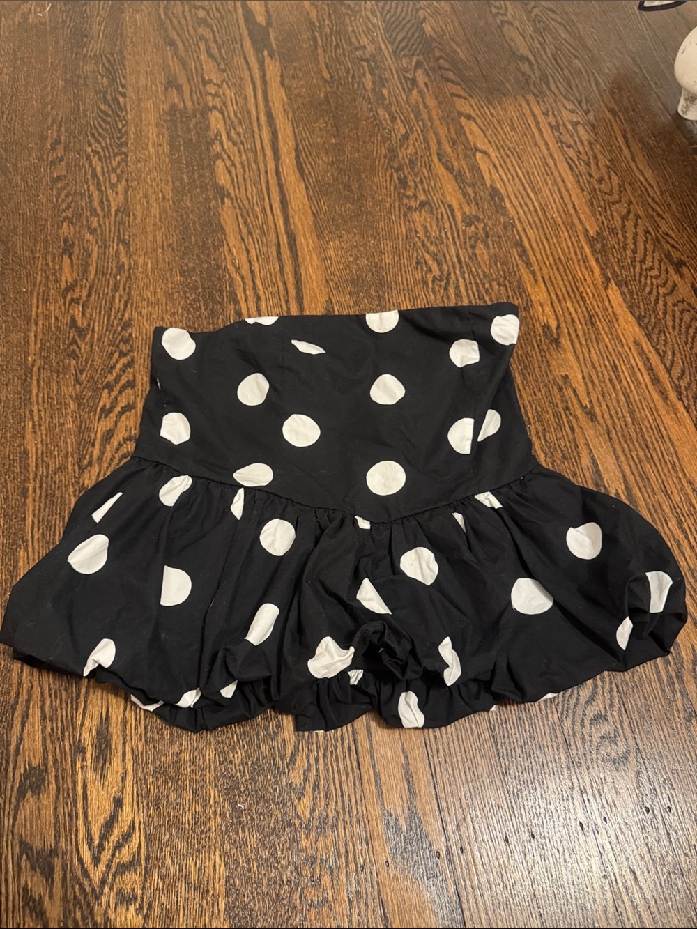 Black & White Polka Dot Strapless Crop Top